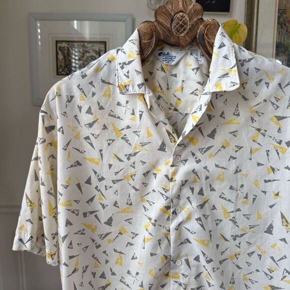 Vintage 70s Club International by Tip Top Short Sleeve Cabana Shirt MCM Triangle - Picture 1 of 6